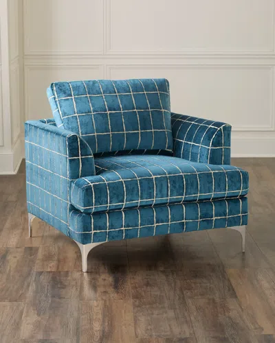Massoud Drew Lounge Chair In Blue
