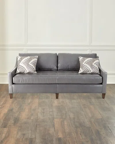 Massoud Duplessis Leather Sofa, 84" In Gray