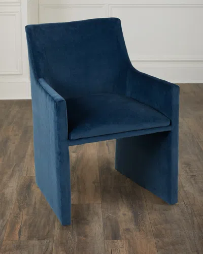 Massoud Everly Dining Arm Chair In Denim