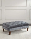 Massoud Fontaine Tufted Storage Ottoman In Blue Gray