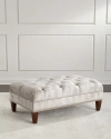 Massoud Fontaine Tufted Storage Ottoman In Silver