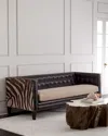 Massoud Geronimo Leather Sofa 90" In Dark Brown