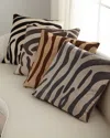 Massoud Hair Hide Zebra Pillow, 22"sq. In Charcoal