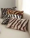 Massoud Hair Hide Zebra Pillow, 23" X 15" In Charcoal