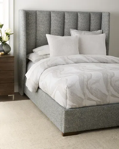 Massoud Harper Wingback King Bed In Gray