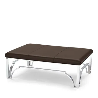 Massoud Hutchins Chrome Ottoman In Tribeca Alpine
