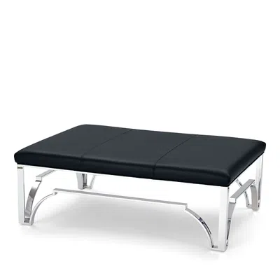 Massoud Hutchins Chrome Ottoman In Tribeca Cobalt
