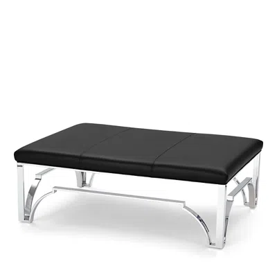 Massoud Hutchins Chrome Ottoman In Tribeca Dove
