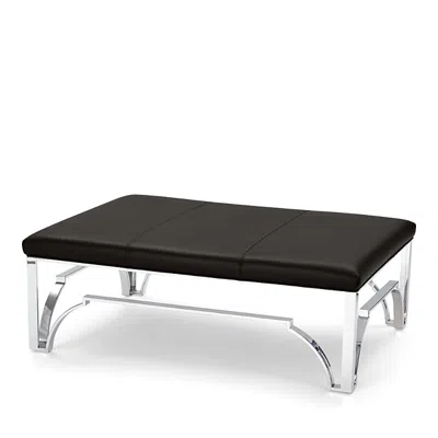 Massoud Hutchins Chrome Ottoman In Tribeca Espresso