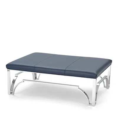 Massoud Hutchins Chrome Ottoman In Blue
