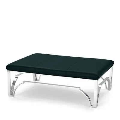 Massoud Hutchins Chrome Ottoman In Tribeca Lagoon