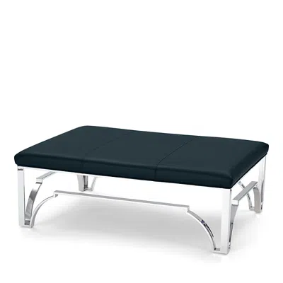 Massoud Hutchins Chrome Ottoman In Tribeca Moonlight