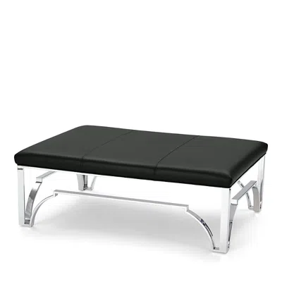 Massoud Hutchins Chrome Ottoman In Tribeca Nightfall