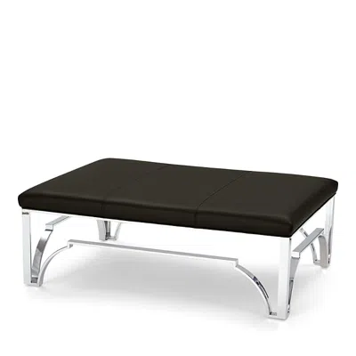 Massoud Hutchins Chrome Ottoman In Tribeca Pewter