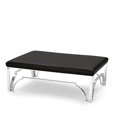 Massoud Hutchins Chrome Ottoman In Tribeca Quarry