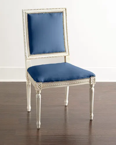 Massoud Ingram Leather Dining Chair In Cobalt