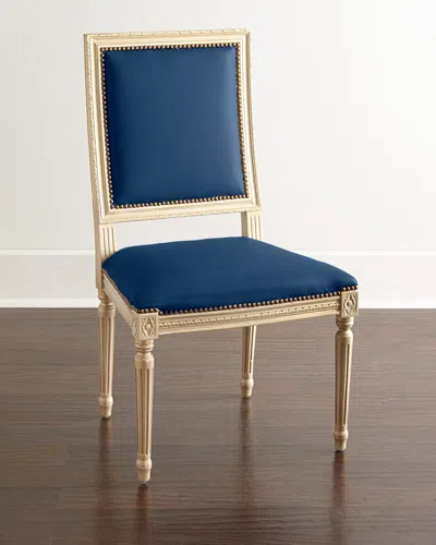 Massoud Ingram Leather Dining Chair In Cobalt