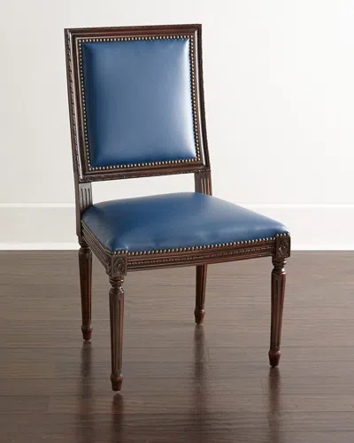 Massoud Ingram Leather Dining Chair In Cobalt