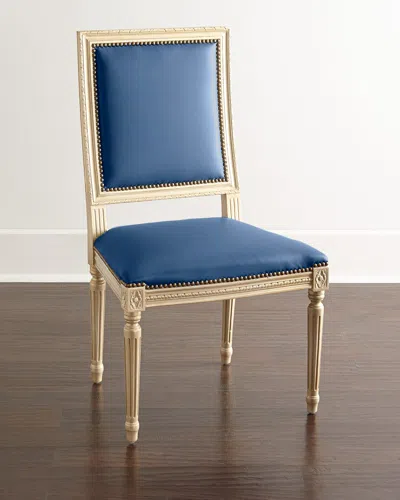 Massoud Ingram Leather Dining Chair In Cobalt