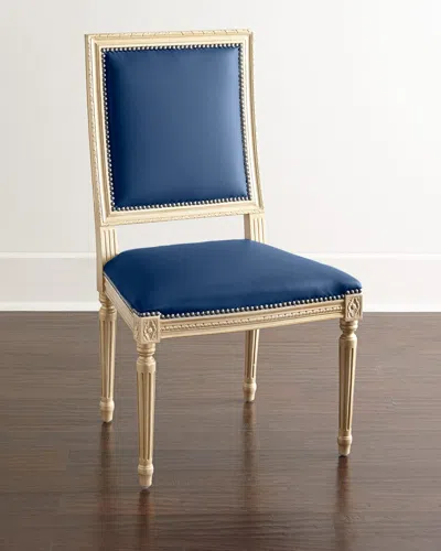 Massoud Ingram Leather Dining Chair In Cobalt