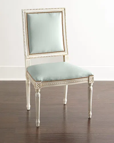 Massoud Ingram Leather Dining Chair In Frost