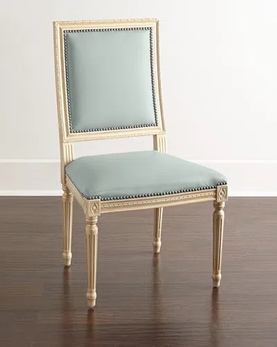 Massoud Ingram Leather Dining Chair In Frost