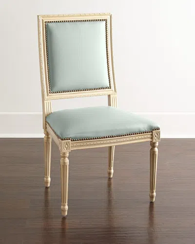 Massoud Ingram Leather Dining Chair In Frost