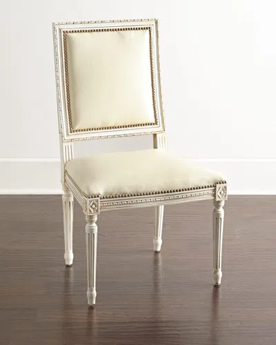 Massoud Ingram Leather Dining Chair In Ivory