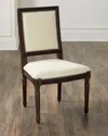 Massoud Ingram Leather Dining Chair In Ivory