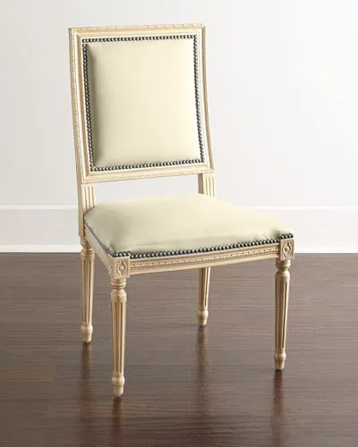 Massoud Ingram Leather Dining Chair In Ivory
