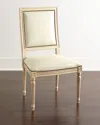 Massoud Ingram Leather Dining Chair In Ivory