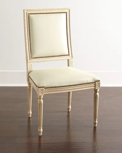 Massoud Ingram Leather Dining Chair In Ivory