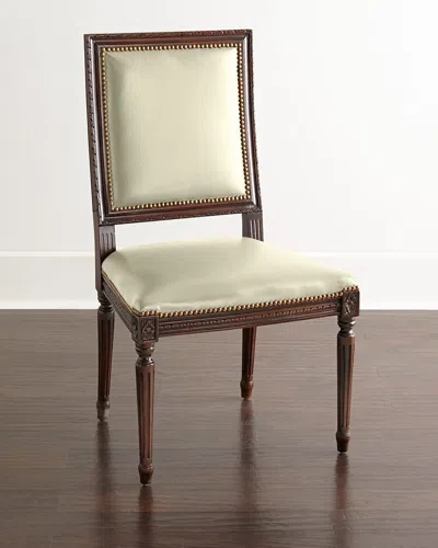 Massoud Ingram Leather Dining Chair In Ivory