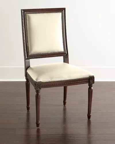 Massoud Ingram Leather Dining Chair In Ivory