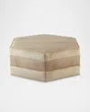 Massoud Jacque Leather Ottoman In Cream