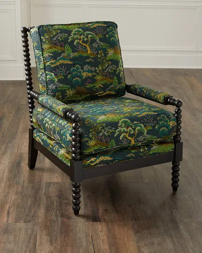 Massoud Jonnie Spindle Chair In Black, Green