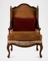 Massoud Joseph Embossed Leather Wing Chair In Brown