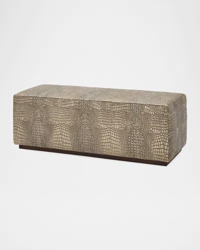Massoud Kelsi Croc-embossed Leather Bench, 48" In Brown