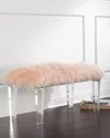 Massoud Kirabelle Sheepskin Bench, 60" In Blush