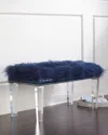 Massoud Kirabelle Sheepskin Bench, 60" In Indigo