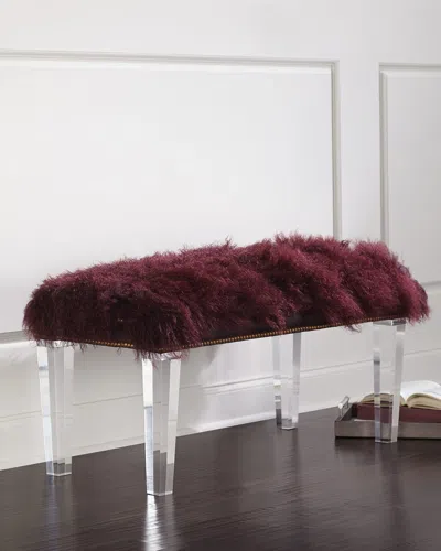 Massoud Kirabelle Sheepskin Bench, 60" In Wine