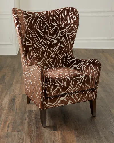 Massoud Knox Wingback Chair In Brown