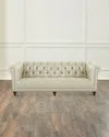 Massoud Lara Leather Chesterfield Sofa, 94" In Cream