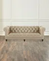 Massoud Lara Leather Chesterfield Sofa, 94" In Platinum