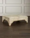 Massoud Lavah Leather Cocktail Ottoman In Sand