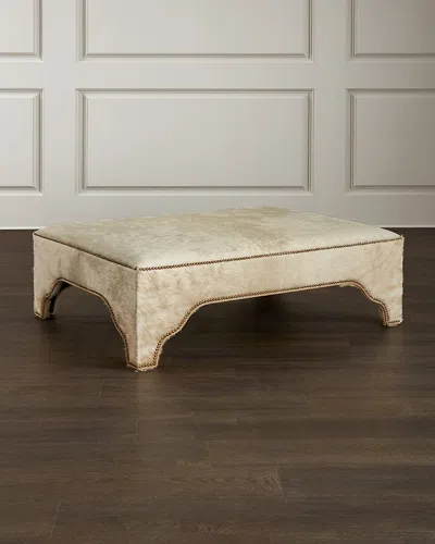 Massoud Lavah Leather Cocktail Ottoman In Sand