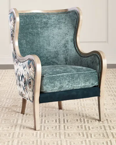 Massoud Layke Wing Chair In Teal