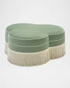 Massoud Leona Fringed Ottoman In Green