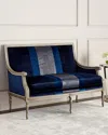 Massoud Lilah Navy Colorblock Settee In Navy