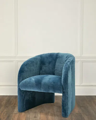 Massoud Lodette Shearling Accent Chair In Blue